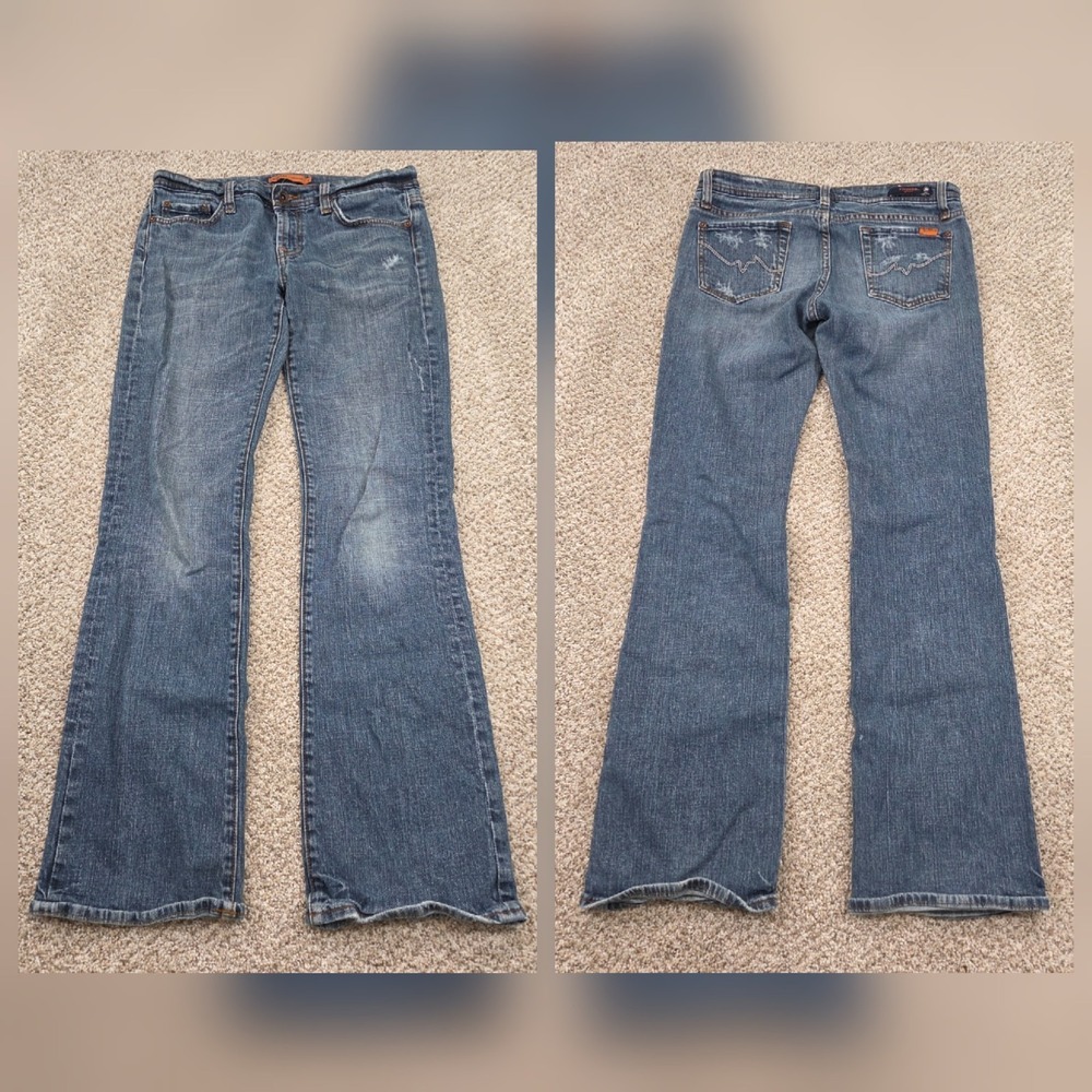 VINTAGE VIGOSS Y2K Low Rise Bootcut Jeans Size 9 Medium Wash Distressed Grunge